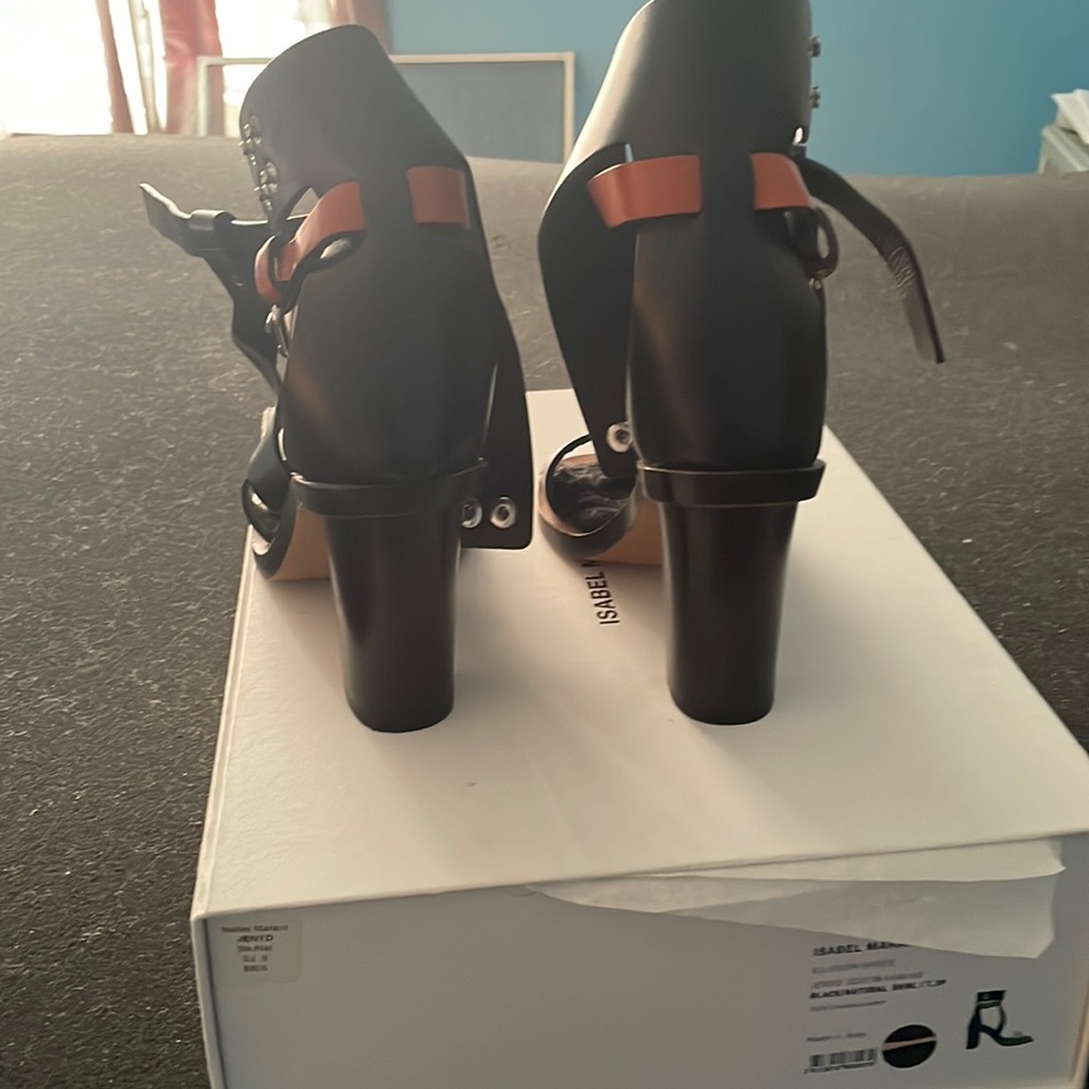 Isabel Marant heel sandal black and tan gently worn has its original box.